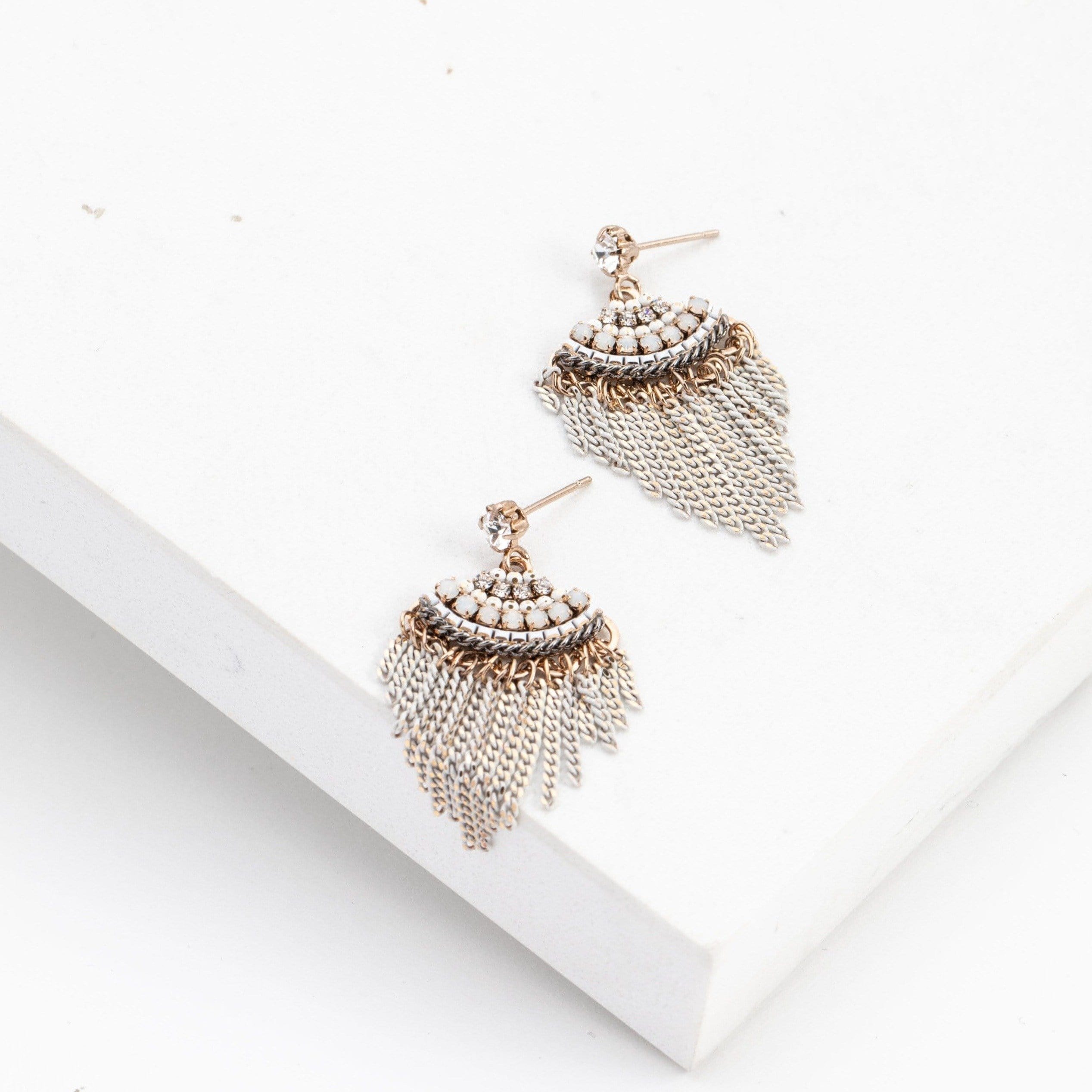 Lover s Tempo Juliette Fan Fringe Earrings White