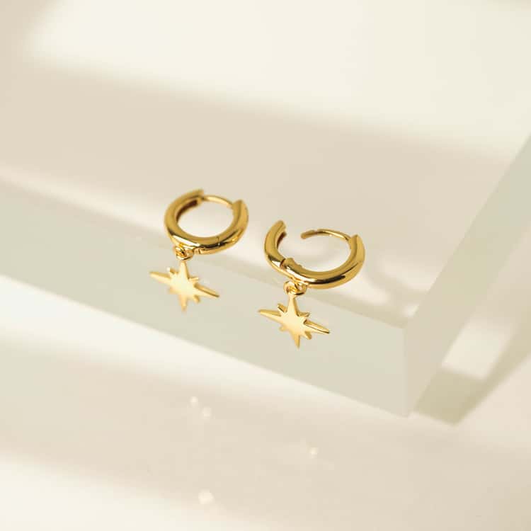 Burst Charm Huggie Drop Hoop Earrings