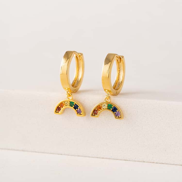 Riot Rainbow Drop Hoop Earrings