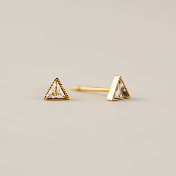 Sail Triangle CZ Stud Earrings
