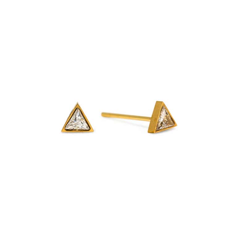 Sail Triangle CZ Stud Earrings