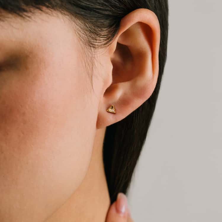 Sail Triangle CZ Stud Earrings