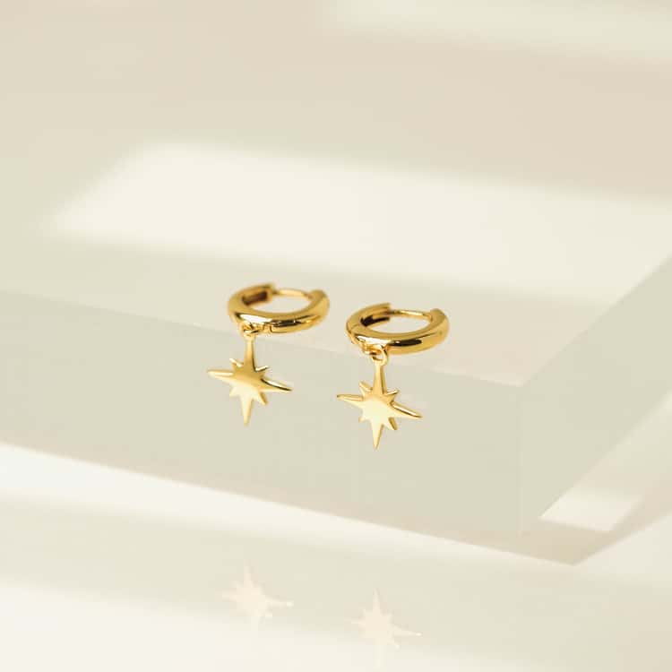 Burst Charm Huggie Drop Hoop Earrings
