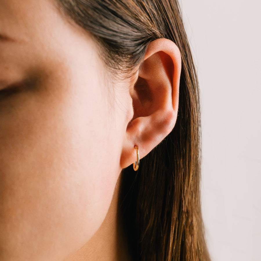 12mm Delicate Gold-Filled Post Hoop Earrings