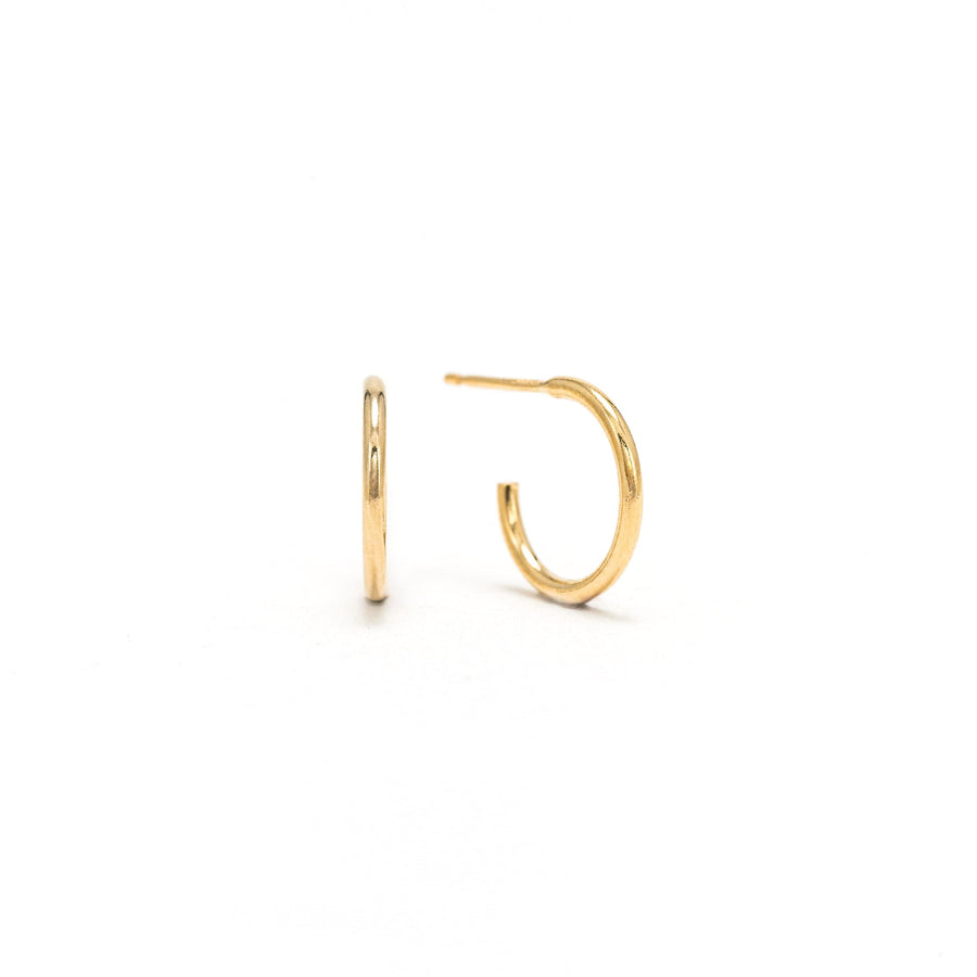 12mm Delicate Gold-Filled Post Hoop Earrings