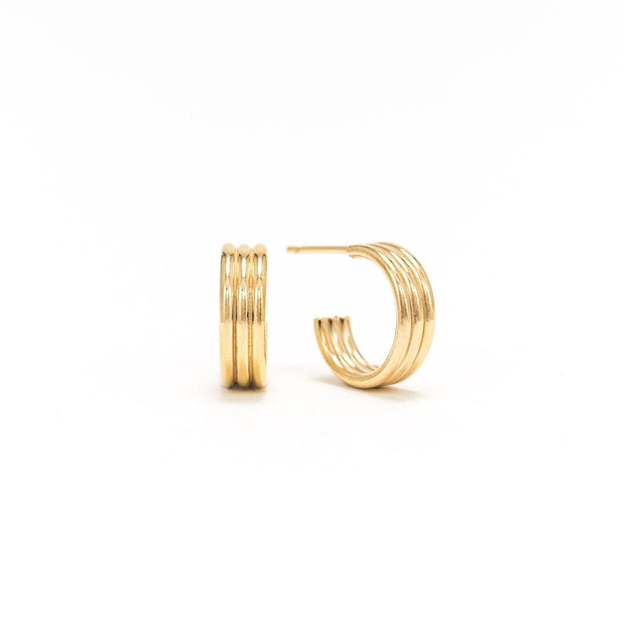 12mm Triple Gold-Filled Post Hoop Earrings