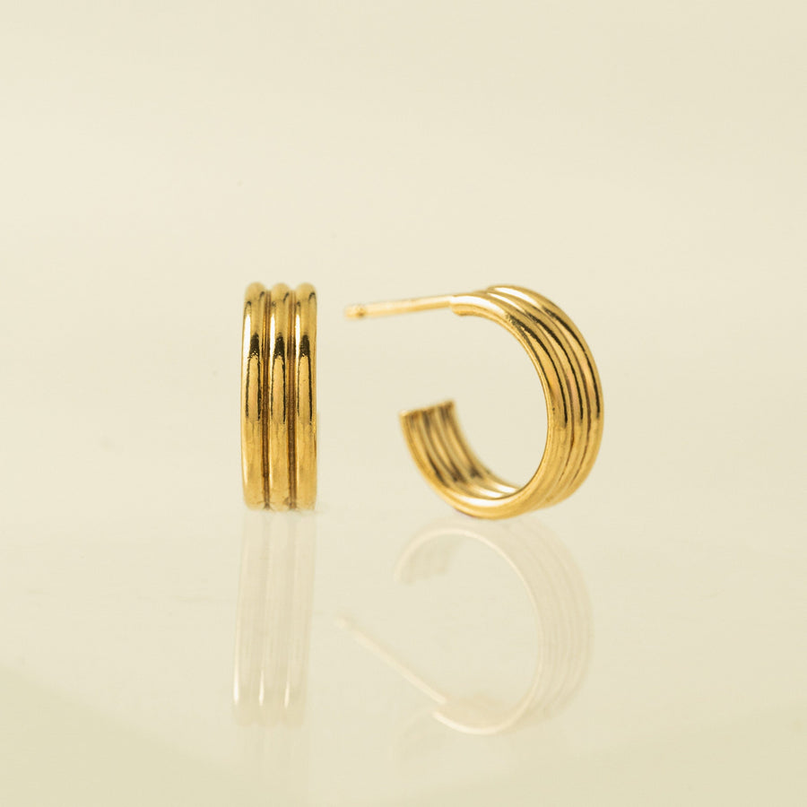 12mm Triple Gold-Filled Post Hoop Earrings