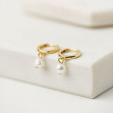 Amari Pearl Huggie Hoop Earrings