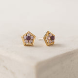 Anise Stud Earrings Pink Opal