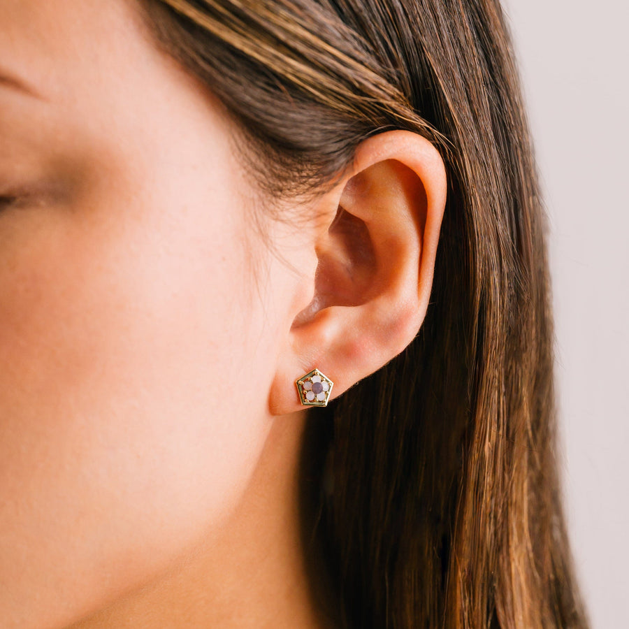 Anise Stud Earrings Pink Opal