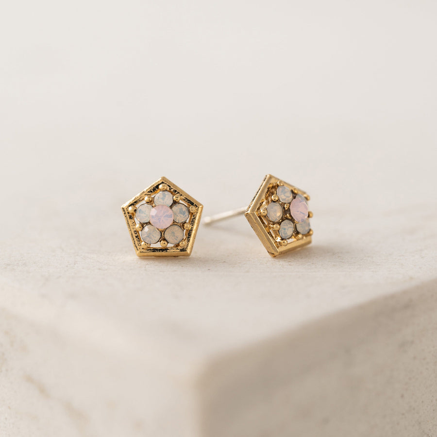 Anise Stud Earrings White Opal