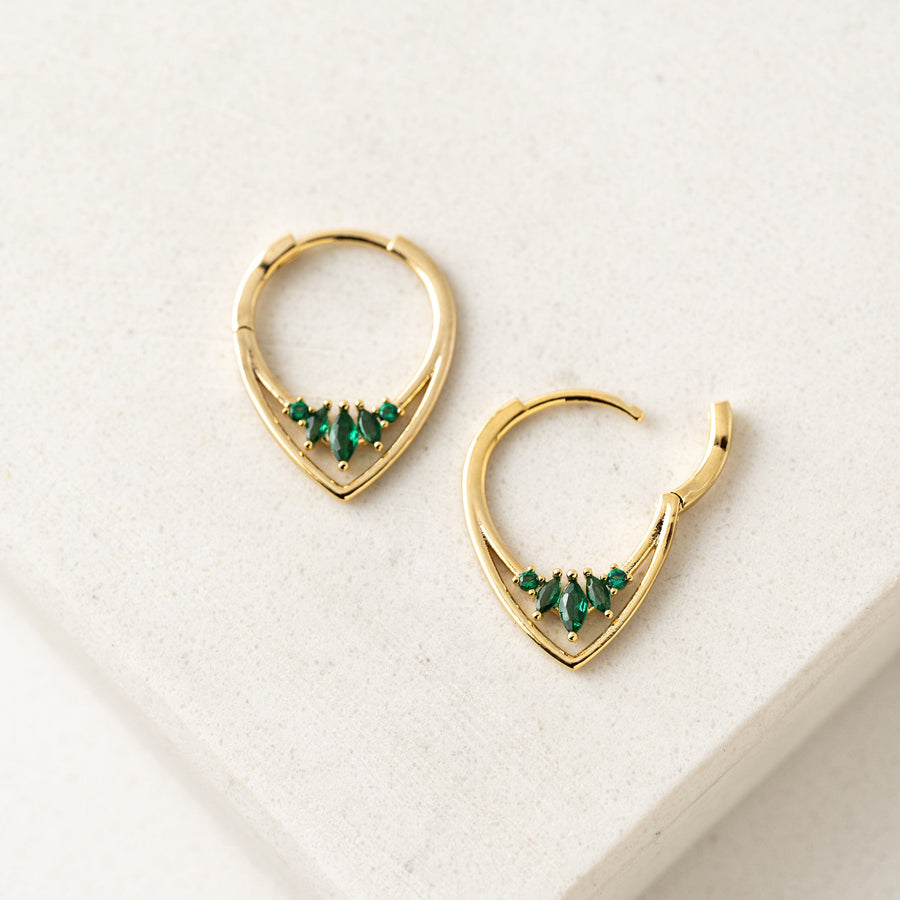Aria Emerald Hoop Earrings