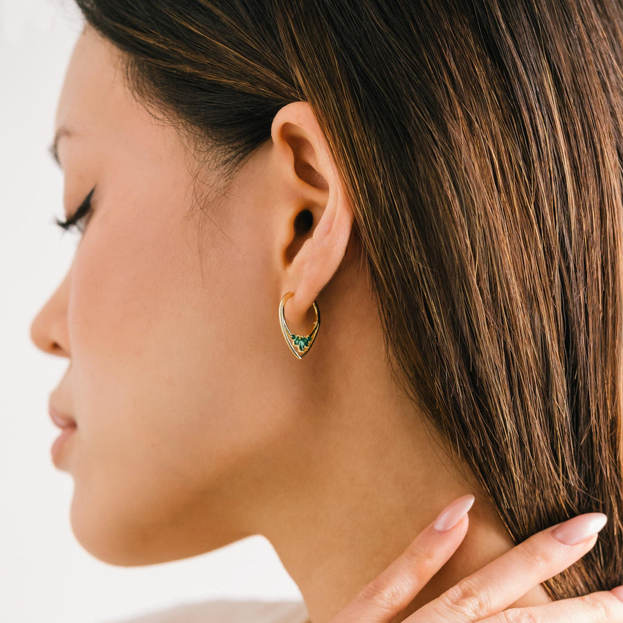 Aria Emerald Hoop Earrings