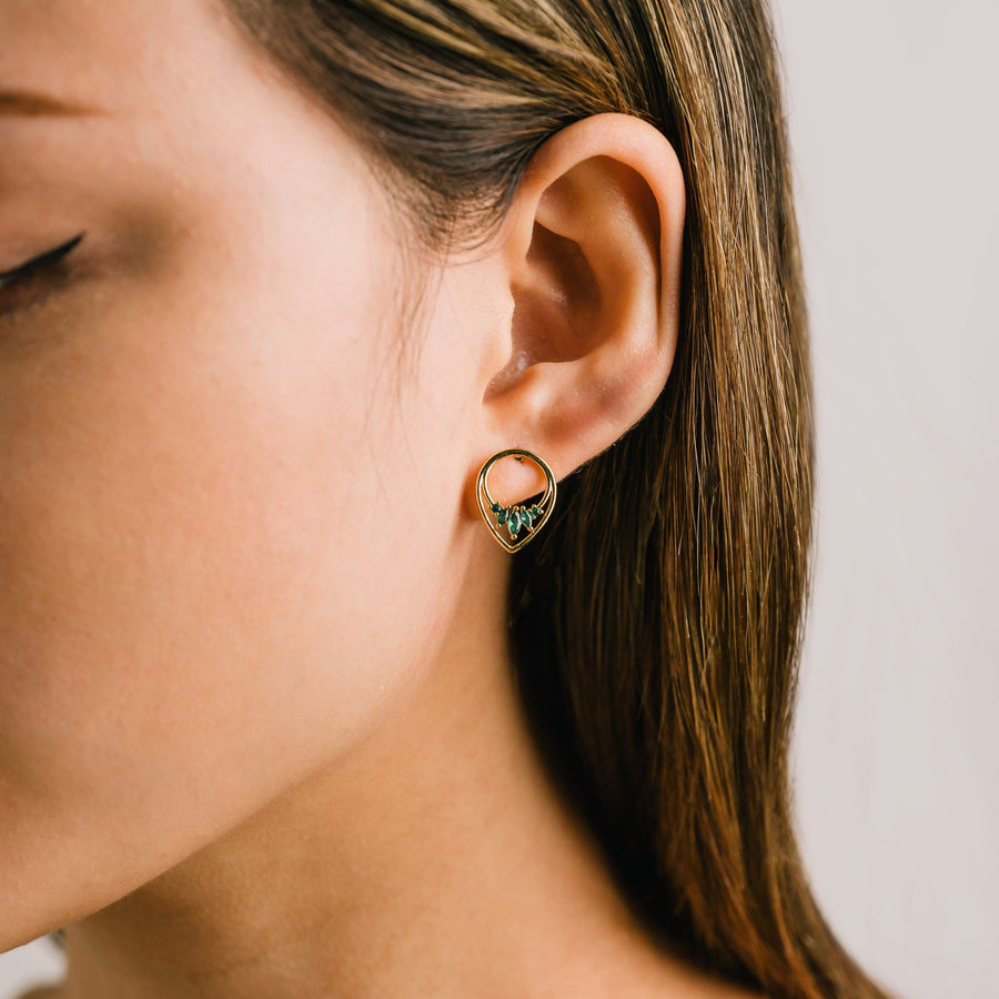Aria Emerald Stud Earrings