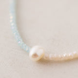 Cora Beaded Necklace Aqua/Creme