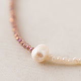 Cora Beaded Necklace Lavender/Creme