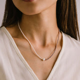 Cora Beaded Necklace Lavender/Creme