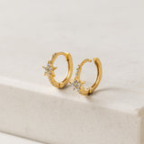 Cosmos Star Huggie Hoop Earrings Gold