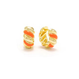 Croissant Enamel Orange Huggie Hoop Earrings