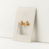Croissant Enamel Orange Huggie Hoop Earrings