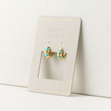Croissant Enamel Teal Huggie Hoop Earrings
