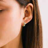 Croissant Enamel Teal Huggie Hoop Earrings