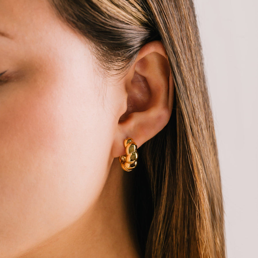 Croissant Puff Hoop Earrings Gold