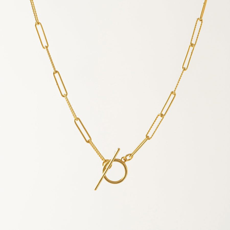 Dainty Paperclip Toggle Necklace