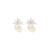 Etoile Star Pearl Stud Earrings Silver