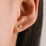 Fluted Heart Stud Earrings