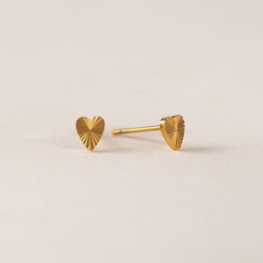 Fluted Heart Stud Earrings