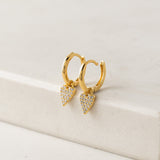 Flutter Heart Huggie Drop Hoop Earrings