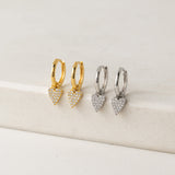 Flutter Heart Huggie Drop Hoop Earrings