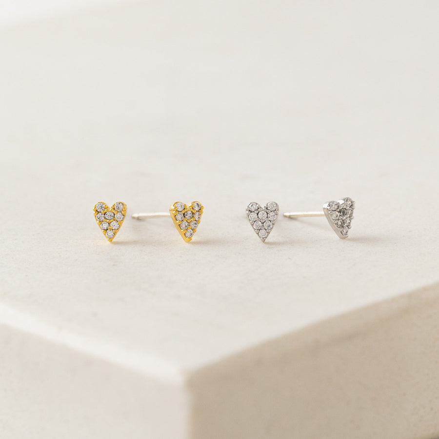 Flutter Heart Stud Earrings Gold