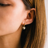 Heart Fluted Huggie Drop Hoop Earrings