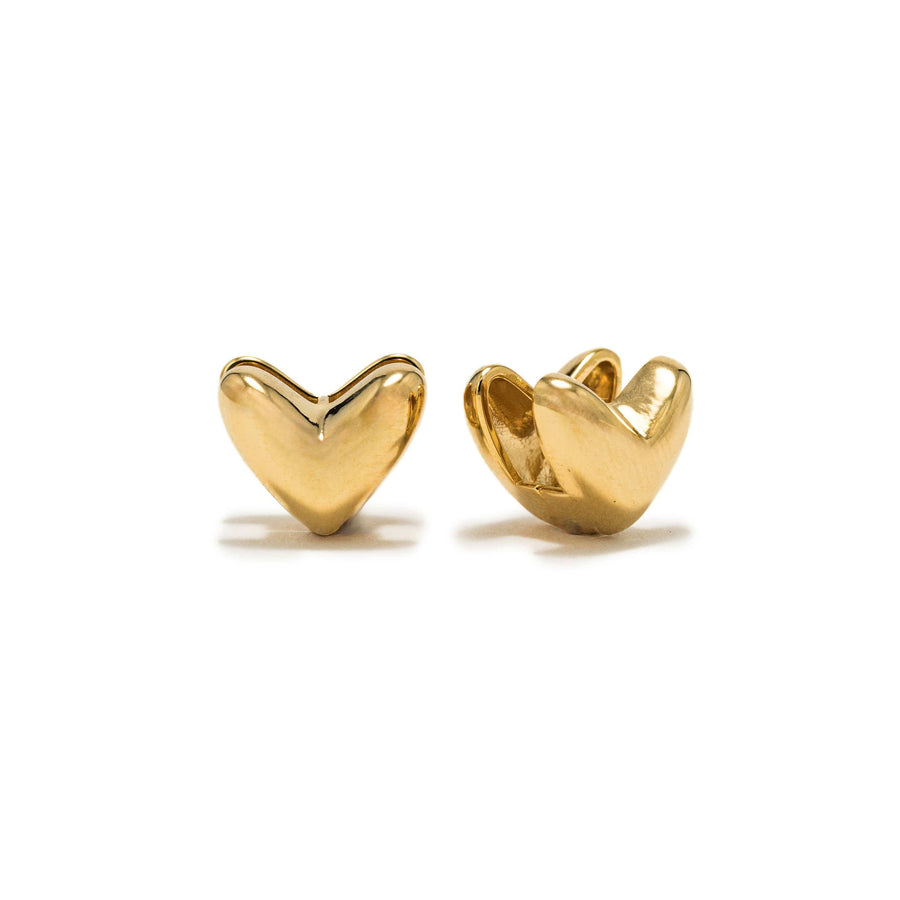 Heart Puff Hoop Earrings Gold