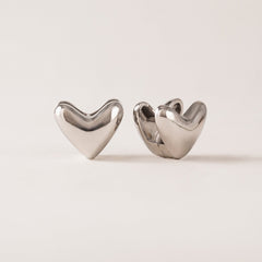 Heart Puff Hoop Earrings