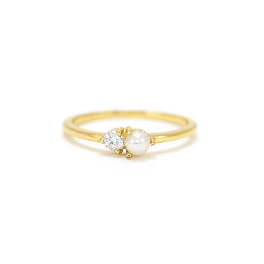 Luma Gemstone Ring Pearl + Cubic Zirconia