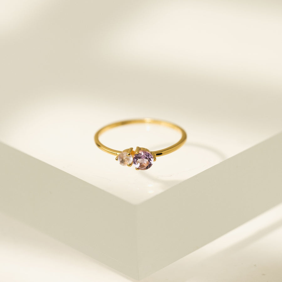 Luma Gemstone Ring Amethyst + Rose Quartz
