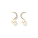 Lune Moon Pearl Stud Earrings