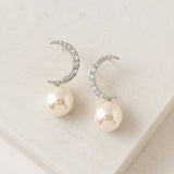 Lune Moon Pearl Stud Earrings Silver