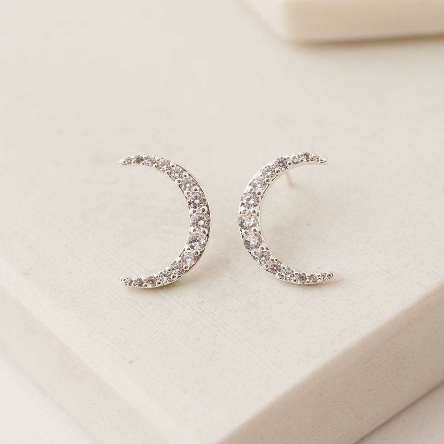 Lune Moon Stud Earrings Silver