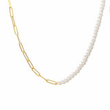 Neptune Pearl Paperclip Necklace