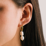 Oceane Double Pearl Hoop Earrings