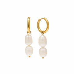 Oceane Double Pearl Hoop Earrings