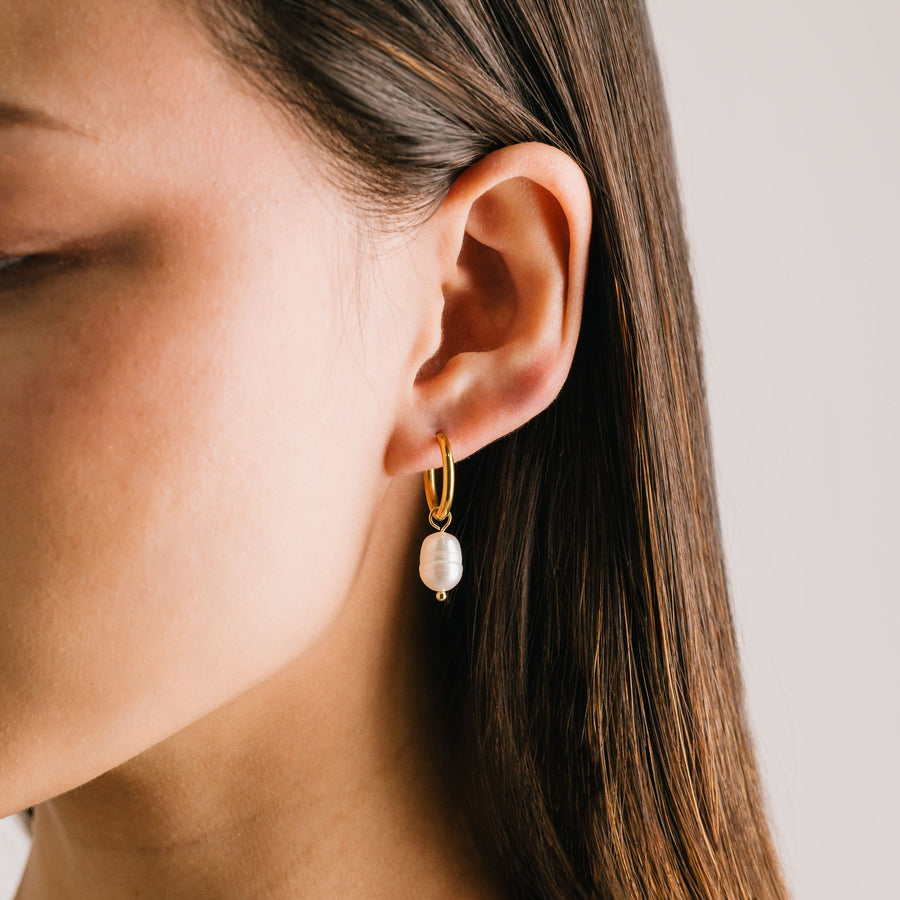 Oceane Pearl Hoop Earrings