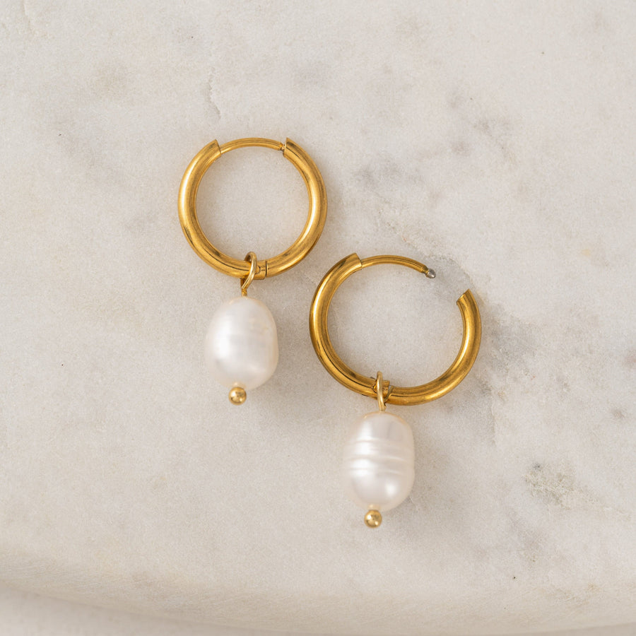 Oceane Pearl Hoop Earrings