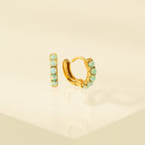 Blue Opal 11mm Huggie Hoop Earrings