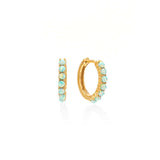 Blue Opal 15mm Huggie Hoop Earrings