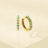 Blue Opal 15mm Huggie Hoop Earrings